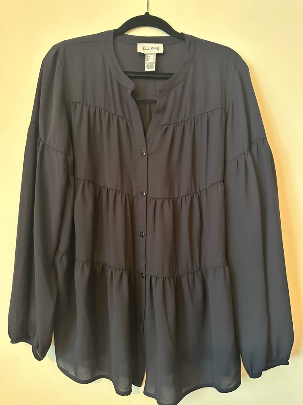 Joseph Ribkoff Navy Tiered Button-Front Blouse